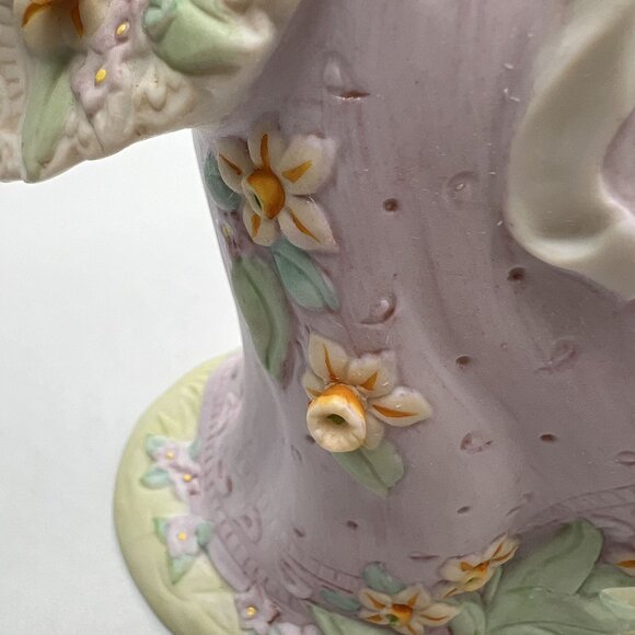 Rare Vintage Homco Bisque Porcelain Figure Victorian Lady Flowers Not Music Box - Picture 13 of 16